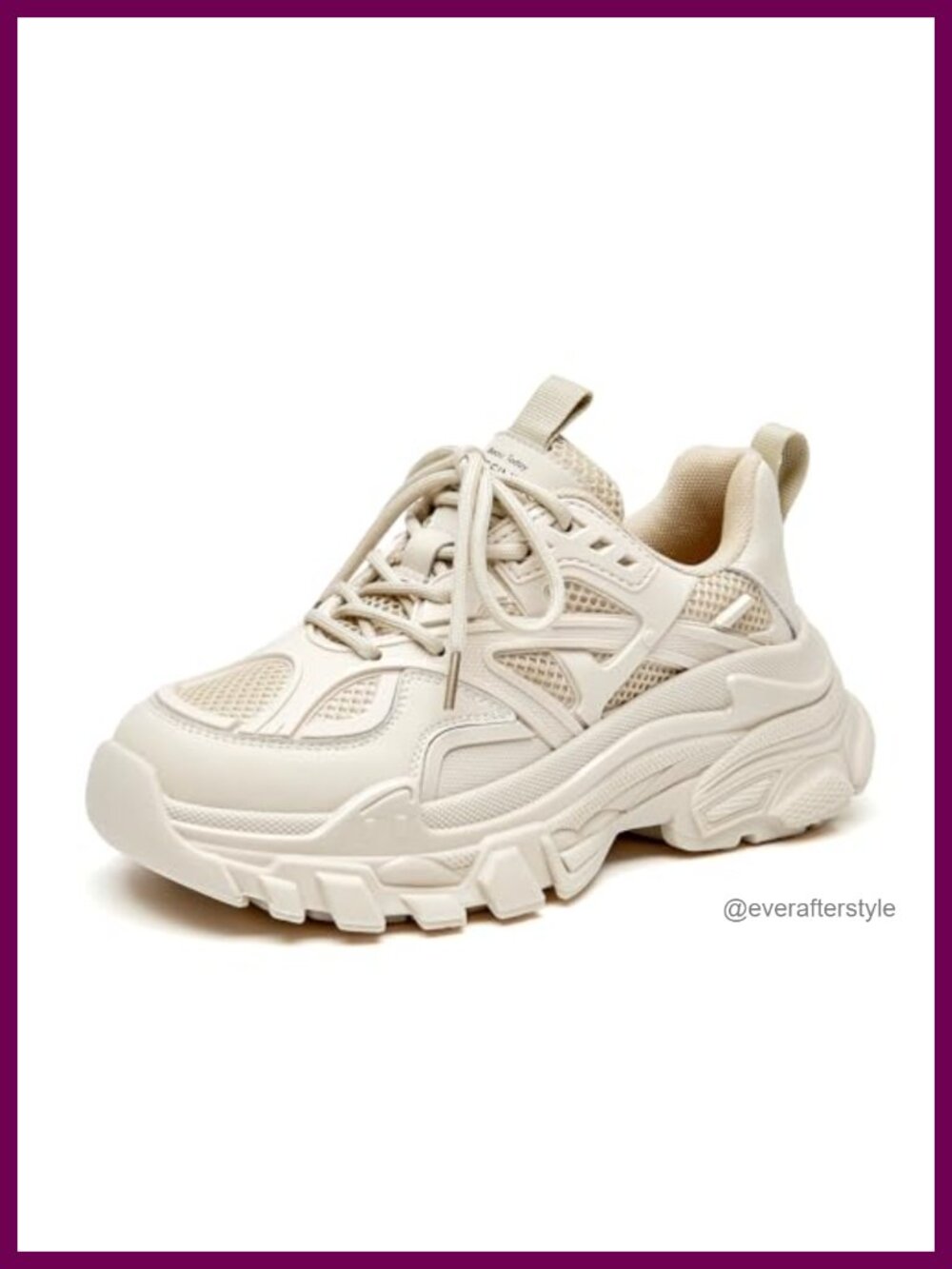 Chunky Platform Sneakers Women Lace-Up Mesh Running Shoes Thick Sole